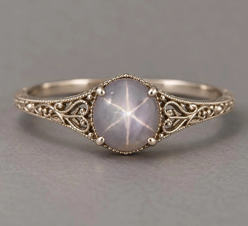 Natural star sapphire ring 925 - star,